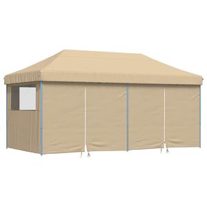 vidaXL Tenda para festas pop-up dobr&aacute;vel com 4 paredes laterais bege