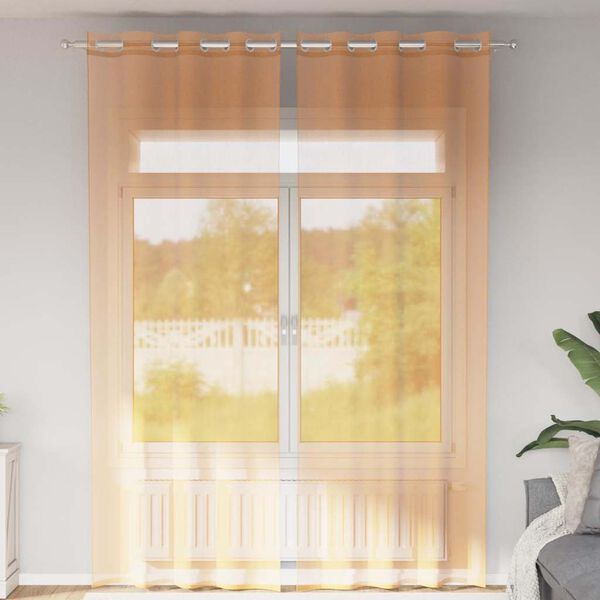 vidaXL Cortinas de voile com ilhós 2 pcs laranja 140x260 cm