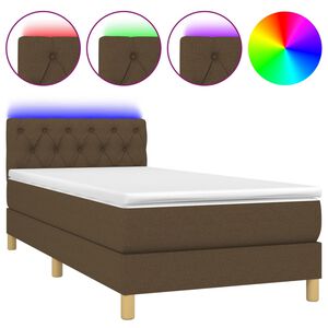 vidaXL Cama box spring c/ colch&atilde;o/LED 80x200cm tecido castanho-escuro