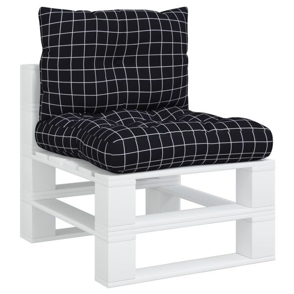 vidaXL Almofad&otilde;es p/ paletes 2 pcs tecido oxford padr&atilde;o xadrez preto