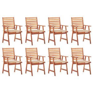 vidaXL Cadeiras de jantar p/ jardim 8 pcs c/ almofad&otilde;es ac&aacute;cia maci&ccedil;a