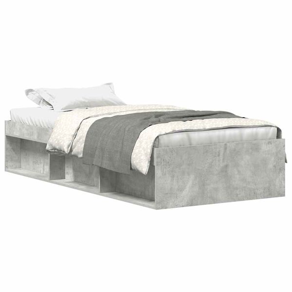 vidaXL Estrutura de cama solteiro 75x190 cm cinzento cimento