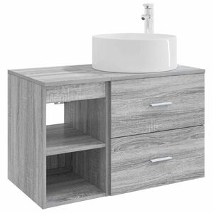 vidaXL Conjunto de M&oacute;veis para Banheiro 2 pcs Sonoma cinzento
