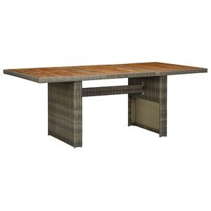 vidaXL Mesa de jardim vime PE e madeira ac&aacute;cia maci&ccedil;a castanho