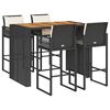 vidaXL 5 pcs conjunto de bar jardim c/ almofad&otilde;es vime PE/ac&aacute;cia preto