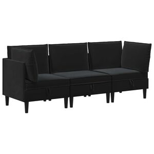 vidaXL Conjunto de M&oacute;veis para Sala de Estar 3 unid. Preto Veludo