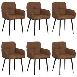 vidaXL Cadeiras de Jantar 6 unid. Couro Suede Sint&eacute;tico Castanho