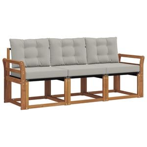 vidaXL Conjunto de Sof&aacute;s para Exterior 3 pcs Cinza Natural e Claro