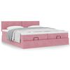 moldura de cama otomana vidaXL com colch&atilde;o rosa 200x200cm Veludo