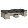 vidaXL 11 pcs conjunto sof&aacute;s de jardim c/ almofad&otilde;es vime PE cinzento