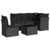 vidaXL 6 pcs conjunto sof&aacute;s de jardim c/ almofad&otilde;es vime PE preto