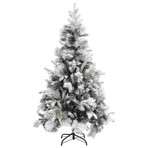 vidaXL Árvore de Natal c/ flocos de neve e pinhas 195 cm PVC e PE