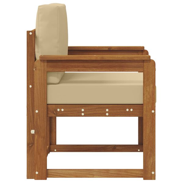 vidaXL Sof&aacute; exterior Madeira de Ac&aacute;cia maci&ccedil;a e Poli&eacute;ster Natural