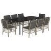 vidaXL 9 pcs conjunto de jantar p/ jardim c/ almofad&otilde;es cinzento claro