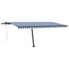 vidaXL Toldo autom. com LED e sensor de vento 500x350 cm azul/branco
