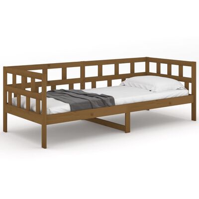 vidaXL Sofá-cama 90x200 cm madeira de pinho maciça castanho-mel