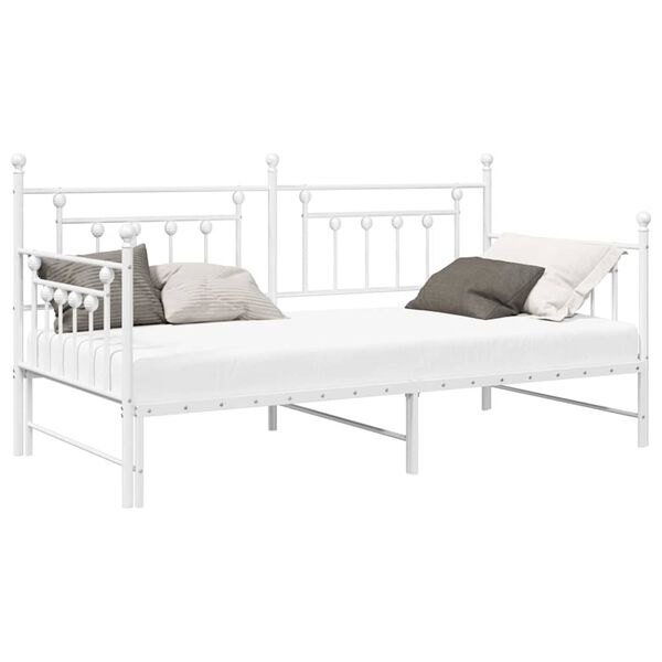 vidaXL Estrutura de cama de dia com cabeceira Branco 90 x 190 cm Aço