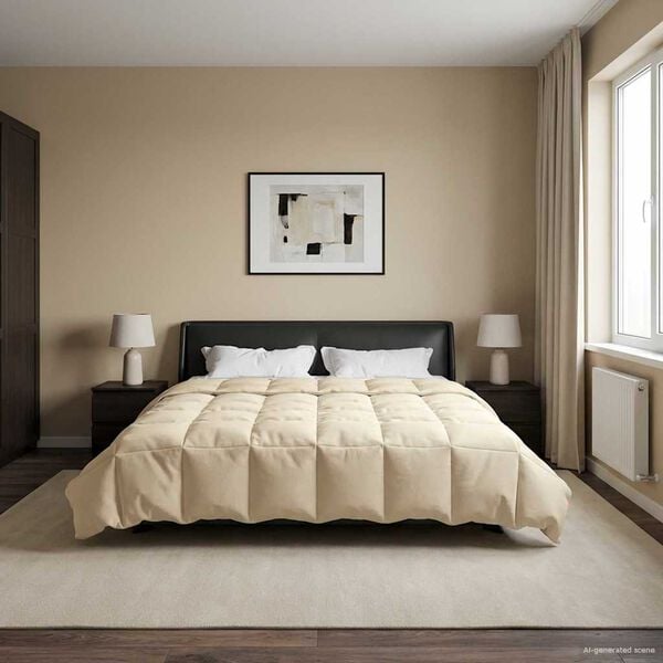 vidaXL Duvet de Ano Inteiro Colchonete Creme 200 x 200 cm Microfibra