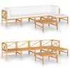 vidaXL 6 pcs conj. lounge jardim c/ almofad&otilde;es cor creme teca maci&ccedil;a