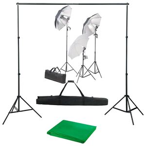 vidaXL Kit de est&uacute;dio fotogr&aacute;fico com conjunto de ilumina&ccedil;&atilde;o e fundo