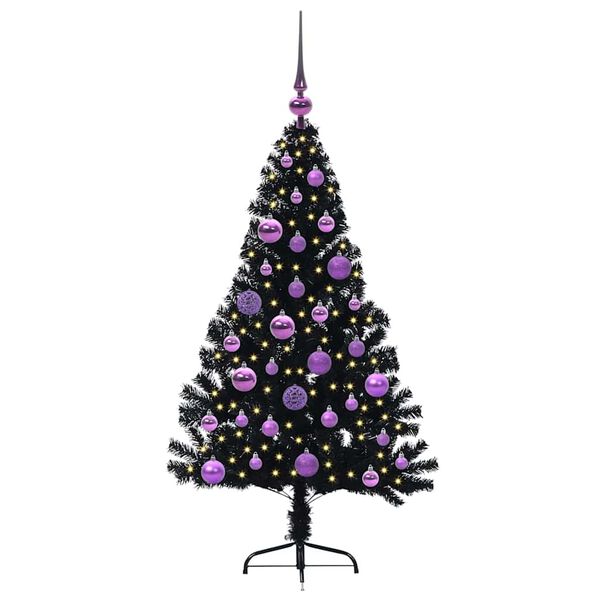 vidaXL &Aacute;rvore de Natal Artificial Pr&eacute;-iluminada Preto 120 cm PVC