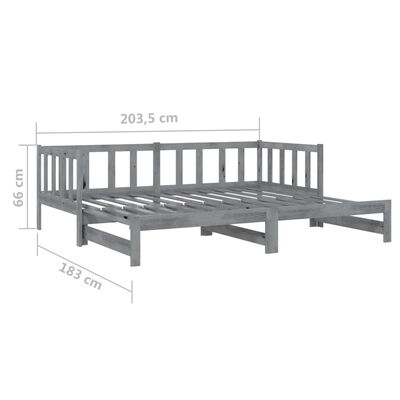 vidaXL Estrutura sofá-cama de puxar 2x(90x200) cm pinho maciço cinza