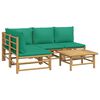 vidaXL 5 pcs conjunto lounge de jardim bambu c/ almofad&otilde;es verdes
