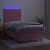 vidaXL Cama box spring c/ colch&atilde;o/LED 100x200 cm veludo rosa