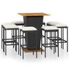 vidaXL 9 pcs conjunto de bar p/ jardim c/ almofad&otilde;es vime PE preto