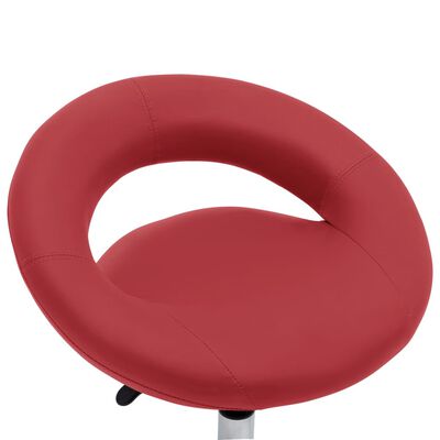 vidaXL Cadeira de trabalho com rodas couro artificial vermelho tinto