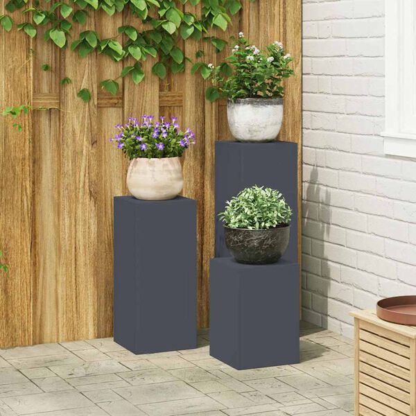 vidaXL Suporte para Plantas 3 pcs Antracite A&ccedil;o