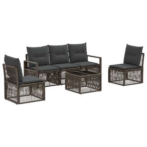 vidaXL Conjunto de Sof&aacute; de Jardim 6 pcs Cinzento vime PE