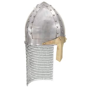 vidaXL Capacete de cavaleiro/cruzado r&eacute;plica LARP a&ccedil;o prateado