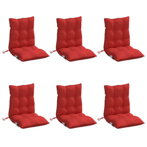 vidaXL Almofad&otilde;es cadeira encosto baixo 6 pcs tecido oxford vermelho
