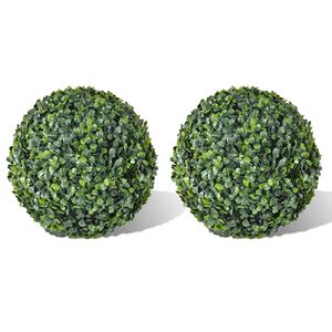 vidaXL Bola de buxo topi&aacute;ria folhas artificiais 35 cm 2 pcs
