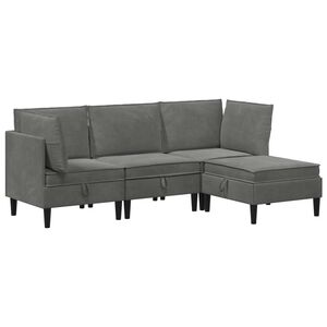 vidaXL Conjunto de M&oacute;veis para Sala de Estar 4 unid. Cinzento-Escuro