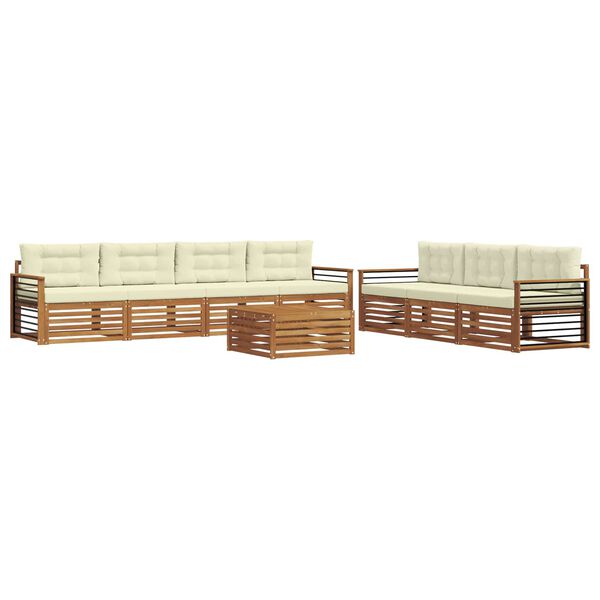 vidaXL Conjunto de Sof&aacute;s para Exterior 8 pcs Natural e Creme