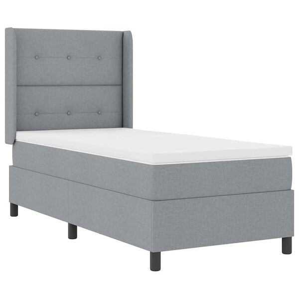 vidaXL Cama Box com colch&atilde;o Cinzento-claro 90 x 190 cm tecido