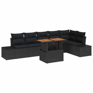 vidaXL Conjunto de Sof&aacute; de Jardim 7 unid. Preto e Marrom