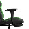 vidaXL Cadeira gaming c/ apoio pés couro artificial preto e verde