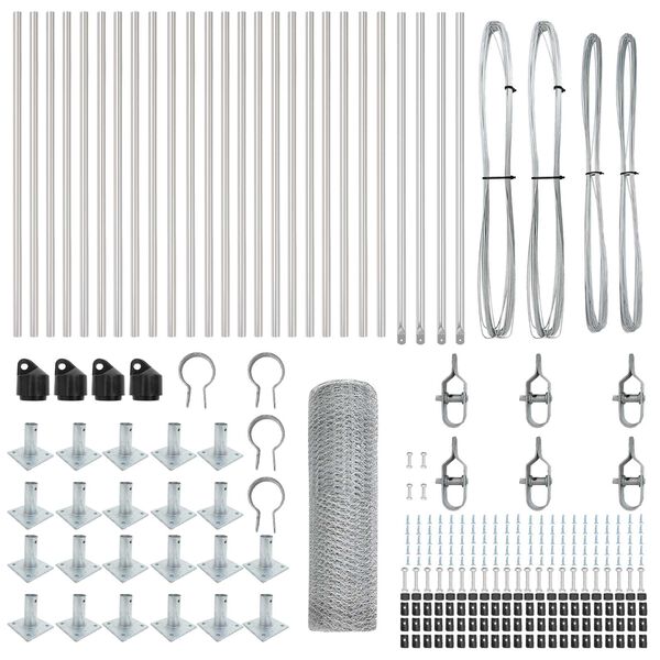 vidaXL Poste de Cerca Prateado 50 x 0,4 m (malha de 25 mm) A&ccedil;o