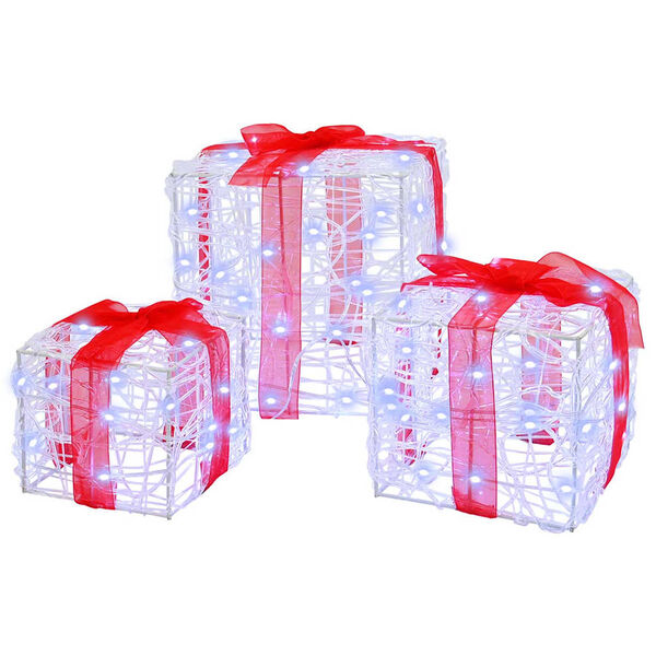 vidaXL Caixa de Presente 3 pcs Branco frio 20 x 20 x 20 cm Acr&iacute;lo