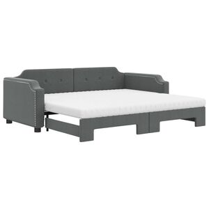 vidaXL Sof&aacute;-cama c/ gavet&atilde;o/colch&otilde;es 100x200cm tecido cinzento-escuro
