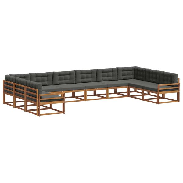 vidaXL Conjunto de Sof&aacute;s para Exterior 10 pcs Natural e Antracite