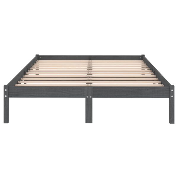 vidaXL Estrutura de cama 140x200 cm pinho maciço cinzento