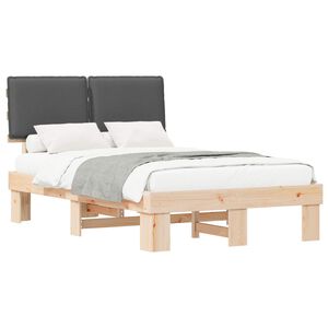 vidaXL Estrutura de Cama com Cabeceira Estofada Cinza Escuro