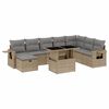 vidaXL 9 pcs conjunto de sof&aacute;s p/ jardim com almofad&otilde;es vime PE bege