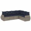 vidaXL Conjunto de sof&aacute; de jardim com 6 pe&ccedil;as e almofadas em rattan sint&eacute;tico cinza
