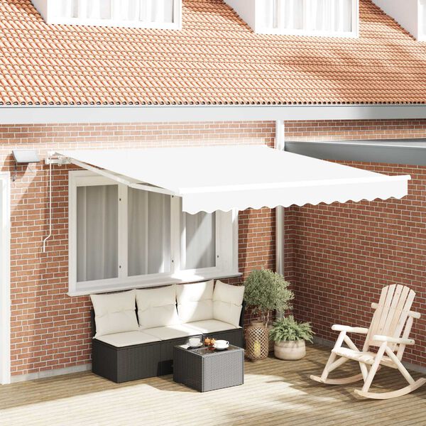 vidaXL Toldo Retrátil Manual Branco 300 x 250 cm Tecido e Aço