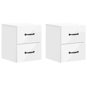 vidaXL Gabinete de Canto Montado na Parede 2 pcs Branco Brilhante